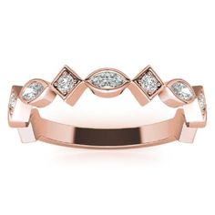 a rose gold wedding band with diamonds