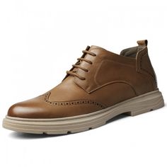 Color: Brown Height increasing: 6cm / 2.4inch Upper : Full grain cow leather Lining : Cloth InSole: Pu OutSole: Rubber Closed : Lace Up Season: Spring / Summer / Autumn / Winter Shoes Style: Men Height Increasing Elevator Brogue Business Shoes Toe style: Wing Tip Occasion: Business, Office, Career, Walking, Driving, Party Production process: Adhesive Size run: This shoe runs true to size. 2020 classic high top elevator men brogue business casual shoes can be taller 6 cm / 2.4 inches. Brown genui Brown Ankle-high Martin Boots For Business, Business Martin Boots With Leather Sole And Round Toe, Brogue Detailed Lace-up Chukka Boots For Work, Casual Brogue Ankle Lace-up Boots, Classic Brown Lace-up Martin Boots, Casual Wingtip Lace-up Boots With Rubber Sole, Business Wingtip Lace-up Boots With Brogue Detailing, Classic Leather Lace-up Martin Boots, Classic Lace-up Leather Martin Boots