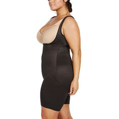 This one-piece torsette mid-thigh length slimmer is part of our Unbelievable Comfort Plus Size collection and is designed to provide firm control and support for those looking for shapewear in larger sizes. It offers full-body shaping and maximum coverage through the core, midsection, hips, and thighs, compressing and toning without pinching or feeling overly constrictive. Made from a high-performance, lightweight microfiber single-ply fabric that lies flat under clothes and feels cool against the skin, it is comfortable enough to wear every day. The open bust, wear-your-own bra design ensures the right fit on top, and the split-gusset closure below is a convenience when nature calls. You'll love our revolutionary Wonderful Edge silicone strips around the clean finish leg openings that mea Supportive Full Coverage Fitted Shapewear, Fitted Mid-thigh Shapewear With Medium Bust Support, Compression Fit Lined Body Shapewear, Fitted Mid-thigh Length Shapewear With Medium Bust Support, Fitted Shapewear With Built-in Bra, Mid-thigh Length, Fitted Mid-thigh Smoothing Shapewear, Fitted Smoothing Shapewear Mid-thigh Length, Fitted Mid-thigh Shapewear With Built-in Bra, Fitted Mid-thigh Length Smoothing Shapewear