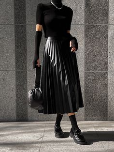 Vegan leather pleated skirt. Flared A Line. Model is in MINUSEY ONE SIZE. ✔️ Free worldwide express shipping over $100✔️ Loved by 6,500+ customers✔️ Limited edition collections, maximum style⠀⠀⠀⠀⠀⠀⠀⠀⠀Stay ahead of the trend with can’t-find-anywhere-else staples. Your closet will thank you 💕 * MINUSEY ONE SIZE = EU 34-38, US 2-6* 100% PU Leather* Dry clean* Made in Korea - Model Height: 172cm/5'7" (US2, EU34) Pleated Flare Skirt, Leather Pleated Skirt, Leopard Skirt, The Trend, Flare Skirt, Model Height, Pleated Skirt, Vegan Leather, High Waisted Skirt