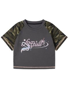 ❤ y2k Camouflage Stitch Short T-Shirt❤










Unit(CM)
Length
chest circumference
waist


S
37
72
60


M
38
76
64


L
39
80
68 Camouflage Letter Print T-shirt For Streetwear, Gray Short Sleeve Y2k Top, Gray Y2k Short Sleeve Tops, Gray Y2k Style Summer T-shirt, Khaki Graphic Print Short Sleeve Tops, Camouflage Graphic Tee With Print, Camouflage Cotton T-shirt With Letter Print, Camouflage Short Sleeve Top With Graphic Print, Camouflage Short Sleeve Top With Letter Print