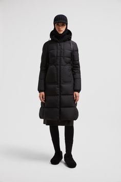 Black Idocrase Long Down Jacket - Long Down Jackets for Women | Moncler US Long Down Jacket, Personalized Jacket, Long Down Coat, Long Puffer, Cardigan Shirt, Outerwear Outfit, Down Jackets, Shell Jacket, Down Coat