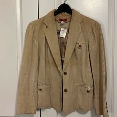 One Of A Kind, Hand Stitched Corduroy Blazer Made From Recycled Material. Has An Unfinished Stitching Look As Well As Other Imperfections On The Fabric Which All Add To The Character And Uniqueness Of This Jacket. Casual Corduroy Blazer For Spring, Casual Spring Corduroy Blazer, Spring Casual Corduroy Blazer, Fitted Vintage Corduroy Blazer, Corduroy Button-up Blazer With Button Closure, Classic Single-breasted Corduroy Blazer, Brown Corduroy Single-breasted Outerwear, Brown Single-breasted Corduroy Outerwear, Corduroy Blazer