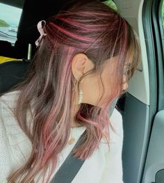 I got my hair dome 🤭💖 #coquette #pinkhair #hair #hairinspo #amigamii #ami #balletcore #newhairstyle #newhair #pink Light Brown Hair With Pink Front Strands, Pink Hidden Highlights, Colored Highlights With Brown Hair, Hair Inspo Pink Highlights, Light Pink Underneath Hair Dark Brown, Peekaboo Pink Highlights In Brown Hair, Brunette With Pink Balayage, Pink Streaks In Light Brown Hair, Pink Fade Hair