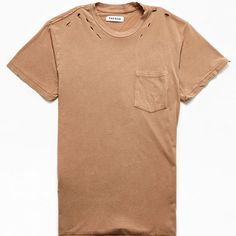 The Pacsun Distressed Pocket T-Shirt Is The Perfect Go-To For A Chill Everyday Casual Vibe. This Tee Features A Crew Neckline, Short Sleeves, A Standard Fit, A Left Chest Pocket, And Distressed Detailing For A Laidback Finish. Tags: Nike Adidas Champion Puma Kappa Diamond Herschel The Hundreds Huf Vintage Supreme Cdg Fog Essentials Ovo Palace Bape Summer Soft-washed Brown Tops, Ripped Short Sleeve T-shirt For Summer, Acid Wash Cotton Tops For Summer, Brown Relaxed Fit T-shirt For Summer, Ripped Cotton Short Sleeve T-shirt, Vintage Ripped Crew Neck Top, Ripped Cotton T-shirt With Short Sleeves, Summer Everyday Washed Tops, Distressed Acid Wash T-shirt For Everyday