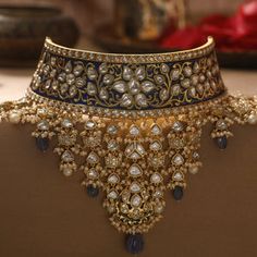 Buy Prahara Jadau Silver Choker Necklace By Paksha | 925 Silver Luxury Ornate Kundan Necklace For Ceremonial Occasions, Luxury Temple Style Statement Necklaces, Luxury Antique Kundan Necklace For Festive Occasions, Luxury Exquisite Hand Set Kundan Necklace, Luxury Heavy Antique Kundan Necklace, Luxury Stone Work Bridal Necklace, Luxury Meenakari Choker For Wedding, Luxury Temple Jewelry Choker For Wedding, Luxury Gold Kundan Necklace Bollywood Style