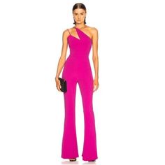 Cushnie Et Ochs Nikkita Pink Flared Leg One Shoulder Jumpsuit Retail $1,695 Flattering Figure Hugging Silhouette Sleeveless, One Shoulder Design With Spaghetti Straps And Cutout Detail Flat Front Flared Leg Lined Bodice Unlined Pant Hidden Back Zipper 97% Viscose, 3% Elastane Dry Clean Sz 2 *New With Tags Jumpsuit One Shoulder, Jumpsuit Elegante, Jumpsuit Outfits, Business Attire Women, One Shoulder Jumpsuit, Et Ochs, Cushnie Et Ochs, Womens Business Casual, Cropped Jumpsuit