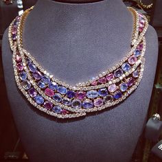 Multicolored Sapphire Necklace For Sale at 1stDibs Beautiful Bridal Jewelry, Expensive Diamond, Beautiful Diamond Rings, Necklace Display, Sapphire Necklace, Stunning Necklace, Precious Gems, Stunning Jewellery, Natural Sapphire