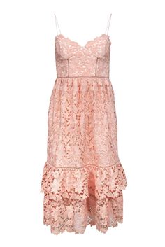 Current Boutique-Club Monaco - Pink Lace Tiered Midi Dress Sz 00 Flirty Dresses With Lace Patchwork, Chic Sleeveless Lace Dress For Prom, Flirty Lace Dress With Lace Patchwork, Flirty Lace Dress With Lace Bodice, Summer Lace Patchwork Dress For Prom, Summer Lace Patchwork Prom Dress, Summer Prom Lace Dress With Patchwork, Summer Prom Lace Dress With Lace Patchwork, Elegant Spring Lace Dress For Prom