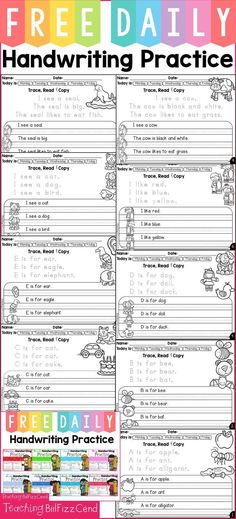 handwriting practice worksheet with the words'free daily writing practice'on it