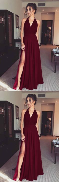 Burgundy Bridesmaid Dresses,Chiffon Bridesmaid Dress,Halter Prom Dress,Chiffon Prom Dress,Long Evening Gowns Scoop Neck Prom Dress, Prom Dresses Off The Shoulder, Bridesmaid Dresses 2018, V Neck Prom Dresses, Burgundy Bridesmaid Dresses, Prom Dresses For Teens