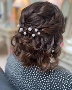 18 Gorgeous Updos For Short Hair Ideas You Must Try Immediately! Short Hairstyles For Occasions, Half Curly Updo, Short Curly Bridesmaid Hair, Short Curly Updo Natural Curls, Event Hairstyles For Short Hair, Short Curly Hairstyles Wedding, Wedding Hairstyle Shorthair, Partial Updos For Short Hair, Short Hairstyle Women For Wedding