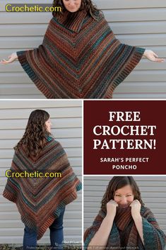 the free crochet pattern for this poncho shawl