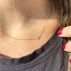 Introducing our best selling layering necklace the TINIEST INITIAL NECKLACE: dainty and delicate, it's the perfect size for the person who likes to keep things simple. Who says tiny can't be mighty?! A sweet and subtle way to honor yourself, your lover, your best friend, your baby, or your fur baby. This necklace is solid 14k gold Want more than one initial on your necklace? No problem! See our tiniest initials necklace here. We hand make this necklace in our new jersey studio on a 16" diamond c Dainty Necklace For Girlfriend, Necklaces Initials, K Initial Necklace, C Necklace, Honor Yourself, H Necklace, Necklaces For Her, K Necklace, Initials Necklace