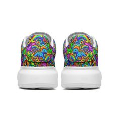 Step into a world where dinosaurs roam amidst rainbows with our Dino and Rainbow Oversized Sneakers. Crafted with a premium leather upper and breathable mesh lining, these shoes offer the perfect fusion of durability and comfort. Sink your feet into soft EVA padded insoles, providing plush cushioning that makes each step a delightful experience. Say goodbye to discomfort and hello to long-lasting support, ideal for all-day wear. Navigate any terrain with confidence, thanks to the reinforced EVA Multicolor Custom Sneakers For Summer, Rainbow Custom Sneakers For Streetwear, Multicolor Custom Sneakers With Round Toe For Summer, Rainbow High-top Sneakers With Rubber Sole, Rainbow Sporty Sneakers For Summer, Rainbow Low-top Sneakers For Streetwear, Rainbow Low-top Custom Sneakers For Streetwear, Sporty Rainbow Sneakers For Summer, Multicolor Sports Sneakers With Textured Sole