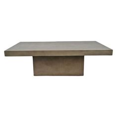 a concrete table with a square base on it's end, against a white background