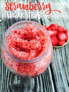 diy sugar scrub recipe Strawberry Sugar Scrub, Natural Sugar Scrub, Diy Sugar Scrub Recipe, Strawberry Sugar, Natural Sugar Scrubs, Sugar Scrub Homemade, Homemade Scrub, Sugar Scrub Recipe, Diy Kosmetik