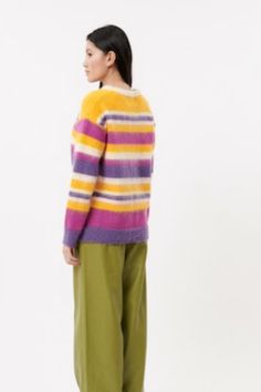 Long sleeve striped sweater.50%ACRYLIC20%POLYAMIDE 20%WOOL10%ALPACA Striped Long Sleeve Fine Knit Sweater, Striped Fine Knit Long Sleeve Sweater, Multicolor Long Sleeve Sweater With Contrast Stripes, Winter Multicolor Striped Sweater, Striped Fine Knit Sweater For Spring, Amber Light, Bella Bella, Striped Sweater, Stripe Sweater