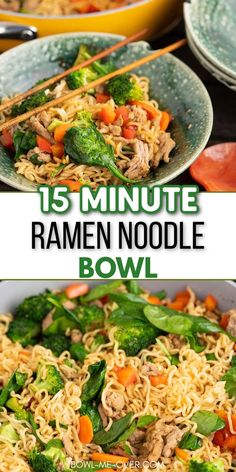 this is an image of ramen noodle bowl with broccoli