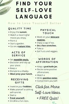 a poster with the words find your self - love language