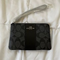 Never Used. Coach Wristlet Gray And Black. Two Card Slots On The Inside. Feel Free To Leave Offers! Coach Black Wristlet With Zipper Pouch, Coach Black Clutch With Zipper Pouch, Coach Black Wristlet With Removable Pouch, Black Rectangular Wristlet With Zipper Pouch, Black Coach Wristlet For Travel, Black Coach Wallet, Target Bag, Coach Wristlet Wallet, Christmas Lists