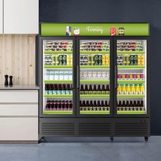 an image of a refrigerator with drinks in it