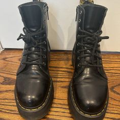 Platform Leather Dr. Marten Boot With Dr. Marten Insole Included Dr Marten Platform, Dr Martens Platform Boots, Dr Martens Platform, Dr Martens Black, Dr Martens Shoes, Martens Shoes, Platform Boots, Dr. Martens, Women Shoes