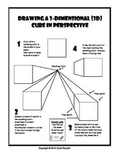 the diagram for drawing a dimensional cube in perspective