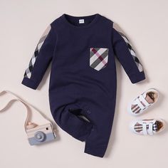 High Quality Cotton Casual Plaid Color-block Long-sleeve Jumpsuit for Baby Children's clothing wholesale - PrettyKid Cotton Long Sleeve Jumpsuits And Rompers For Playwear, Blue Long Sleeve Jumpsuits And Rompers For Playtime, Blue Cotton Jumpsuits And Rompers, Blue Long Sleeve Onesie For Playwear, Blue Cotton Jumpsuits And Rompers For Playwear, Blue Cotton Patchwork Jumpsuits And Rompers, Clean Heart, Clothing Wholesale, Long Sleeve Jumpsuit