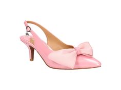 J. Renee Devika - Women's Shoes : Soft Pink : Shimmer your way out wearing the sleek and classy J. Renee Devika sandals. Heeled sandals with glittering synthetic upper. Synthetic lining with memory foam footbed for cushioned comfort. Pointed toe silhouette with bow detailing on it. Low kitten heels. Buckle closure on the ankle strap. Synthetic outsole. Imported. Weight of footwear is based on a single item, not a pair. Chic Low Heel Kitten Heels With Bow, Fitted High Heel With Bow Straps, Chic Heels With Detachable Bow And Pointed Toe, Chic Bow Kitten Heels, Chic Formal Kitten Heels With Bow, Pink Ankle Strap Heels With Bow Straps, Evening Heels With Bow Straps, Fitted Heels With Bow Straps For Evening, Spring Evening Heels With Detachable Bow