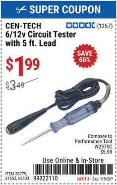 an ad for the new tech circuit tester with 5 ft lead