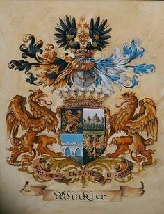 the coat of arms and crest of an official family, as depicted in this painting