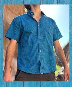 "Bluegrass Topography Button Down Shirt Blue Instrumental Topography Pattern 55% Cotton, 45% Rayon Button Down Shirt Model: 5' 10\" shown wearing size Medium" Topography Pattern, Button Down, Shirt Model, Mens Oxfords, Button Downs, Button Down Shirt, Size Medium, Models, Mens Outfits