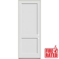 a white fire door with the word fire rated on it