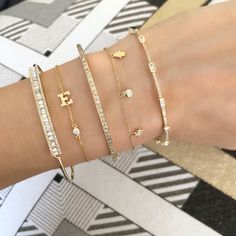 Gold Rush- Diamond single initial with Two Diamond Accents in Chain- Lola James Jewelry Trendy Bracelets 2022 Gold, Bridal Bracelet Gold Danty Letters On Them, Jewelry Stack, Buy Earrings Online, Necklaces Women, Birthday Bracelet, Gold Girl, Aesthetic Jewelry, Buy Earrings