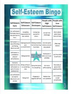 the self - esttem bingo game is shown