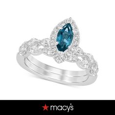 in stock Blue Macy's Jewelry For Wedding, Macy's Blue Wedding Jewelry, Macy's Blue Jewelry With Diamond Accents, Macy's Blue Diamond Accented Jewelry, Macy's Blue Diamond Accent Jewelry, Macy's Blue Fine Jewelry, Blue Topaz Marquise Cut Jewelry, Blue Marquise Cut Blue Topaz Jewelry, Macy's 14k White Gold Jewelry For Wedding