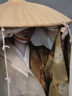 Traditional Japanese, Straw Hat, Umbrella, A Woman, Straw, Fabric