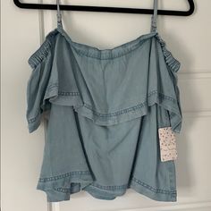 Never Worn! New With Tags. Comes With Straps And Can Be Worn On The Shoulder Or Off! Perfect For Summer Free People Jeans, Jean Top, Free People Tops, Free People, Color Blue, Top Blouse, Blouses, Womens Tops, Tags