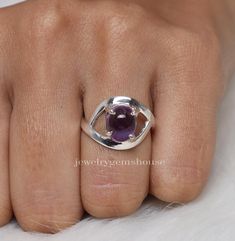 Amethyst Ring, 925 Sterling Silver Ring, February Birthstone Ring, Oval Gemstone Ring, Women Silver Ring, Handmade Jewelry, Anniversary Gift Gemstone Name- Amethyst  Stone Quality - AAA  Weight - 3.93 gm  Length - 1.5 cm  Width - 2 cm  Stone Shape - As shown in the picture Ring Size - All Ring Size Available  We serve complete 925 sterling silver Jewelry and genuine properties of the stone.  The products are dispatched from the small business from UK. Product Quality and Packaging - Our all products are 925 Silver Stamped which shows that the product is genuine and authentic .The products are dispatched from the small business from UK so you get the product on time and the product packaging comes in bubble foil wrap with all the precautions taken primarily that your product reaches you wit Sterling Silver Amethyst Ring With Accent Stones, Amethyst Oval Cabochon Ring For Anniversary, Purple Oval Cabochon Hallmarked Ring, Oval Cabochon Amethyst Ring For Anniversary, Oval Amethyst Sterling Silver Ring For Anniversary, Sterling Silver Amethyst Ring With Center Stone, Oval Crystal Ring With Center Stone In Sterling Silver, Oval Amethyst Ring In Sterling Silver For Anniversary, Oval Hallmarked Sterling Silver Crystal Ring