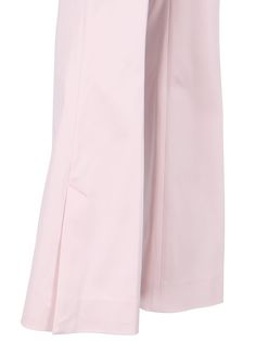 Sa Su Phi flared pants in pink silk and cotton blend with zip and hook closure, two front pockets, side button detail. Composition: 59% Silk, 37% Cotton, 4% Elastane Pink Straight Leg Dress Pants For Formal Occasions, Elegant Pink Straight Leg Dress Pants, Elegant Pink Trousers, Elegant Full-length Pink Bottoms, Pink Wide Leg Dress Pants For Formal Occasions, Formal Pink Wide-leg Pants, Elegant Pink Ankle-length Pants, Pink Straight Leg Formal Bottoms, Formal Pink Straight Leg Bottoms