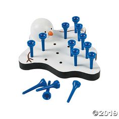 a white and blue snowman game set