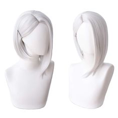 PRICES MAY VARY. Package: a wig and a free cap Perfect for Halloween, concerts, theme parties, weddings, dating, and any other occasion. color : Silver White Material: High temperature silk which can be styled by curling iron or hair straightener. Natural looking and soft touch. Korean rose breathable mesh Ashe Cosplay, White Cosplay Wig, Kawaii Wigs, Pelo Anime, Cosplay Hair, Halloween Wigs, Short Hair Wigs, Anime Hair, Hair Reference