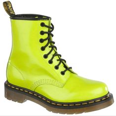 New Dr.Martens 1460 Sulphur Neon Lime Green Leather Boots Sizemens 11 /Womens 12 Lime Green Boots, Green Leather Boots, Green Boots, Fame Dr, Dr Martens Shoes, Green Leather, Dr. Martens, Lime Green, Leather Boots