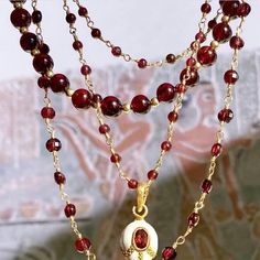 GARNET AND GOLD BEADS NECKLACE - DARA – POSHMIRA