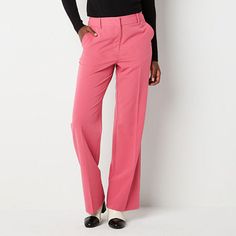 Deemed a Gotta-Have-It item for value you can count on every day! Perfectly tailored for your formal look, this pair of trousers from Worthington are cut in a high-rise to complement your silhouette. Made from a stretch twill-blend, these straight-leg pants are cut for a modern-fit with a flat-front finish, hook-and-eye with a zip closure, belt loops, and classic side and back pockets. Wear them with a blouse and heels.Front Style: Flat FrontClosure Type: Button & ZipperFit: Regular FitPockets: Tailored Pink Bottoms For Office, Pink Tailored Bottoms For Office, Pink Tapered Leg Office Pants, Pink Fitted Office Bottoms, Ankle-length Chinos For Spring Workwear, Pink Tapered Leg Office Bottoms, Spring Ankle-length Chinos For Workwear, Elegant Pink Office Bottoms, Office Pants With Welt Pockets