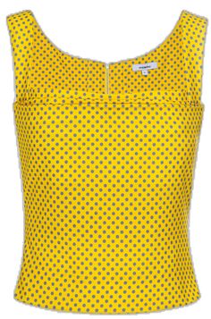 Yellow Fitted Silk Top, Yellow Sleeveless Silk Top, Fitted Yellow Silk Top, Yellow Polka Dot, Polka Dot, Polka Dots, Dots, Yellow