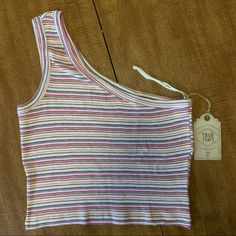 Xl Multicolored + Striped Off Shoulder Crop Top. It Has Some Stretch To It. Brand New With Tags. Measurements Chest: 16” Length: 19.5” Casual One-shoulder Cotton Tank Top, Casual Cotton One-shoulder Tank Top, Casual One-shoulder Crop Top For Summer, Fitted Multicolor One Shoulder Top, Casual One Shoulder Crop Top For Day Out, Casual One-shoulder Tank Top For Summer, Casual One-shoulder Crop Top For Spring, Casual Red One-shoulder Top, Navy Crop Top