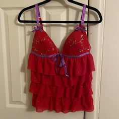 New With Tags In Perfect Condition. Fitted Red Sleepwear For Christmas, Red Fitted Christmas Sleepwear, Fitted Red Christmas Sleepwear, Victoria's Secret Red Top For Party, Victoria's Secret Red Party Top, Red Fitted Camisole Sleepwear, Red Sleeveless Christmas Top, Red Sleeveless Top For Christmas, Sleeveless Red Top For Christmas