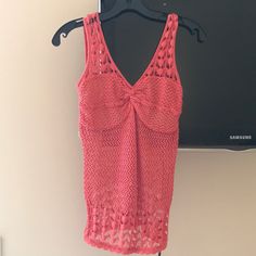 Gorgeous Top From Catherine Malandrino. The Semi Revealing Crochet Is Sexy Yet Classy. The Chest Area Is Lined So You Can't See Through It. Unfortunately Has Never Fit Me So Selling It. Never Has Been Worn. No Flaws. Would Be Super Cute On A Tropical Vacation! Brand Is Catherine Malandrino. Fitted V-neck Tops For Beach Season, Fitted V-neck Crochet Top For Summer, Chic Stretch Tops For Beach Cover-up, Fitted V-neck Top For Beach Cover-up, V-neck Open Knit Tank Top, Sleeveless Crochet Trim Top For Party, Fitted Open Knit Top As Beach Cover-up, Sleeveless Crochet Top For Party, Sleeveless Crochet Top With Crochet Trim For Party